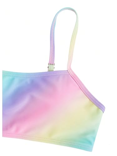 Milumia Girl's 3 Set Rainbow Tie Dye Bikini Swimsuit with Drawstring Beach Skirt Swimwear4
