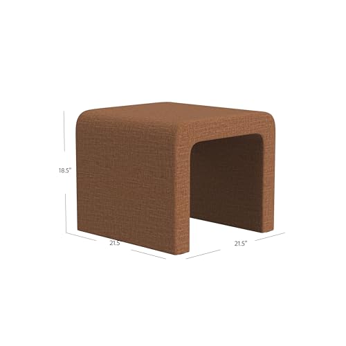 Image of HomePop 22 inch Modern Arch Chenille Ottoman - Orange Rust
