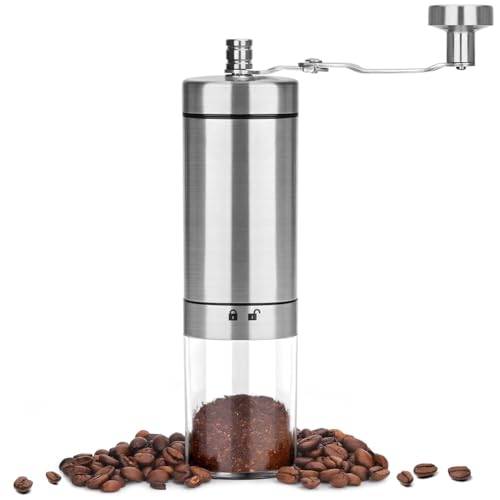 Qusedwey 1 PCS Macinino da caffè Manuale, Macinino da caffè Manuale in Acciaio Inossidabile con Manico Pieghevole, Macinacaffè Regolabile
