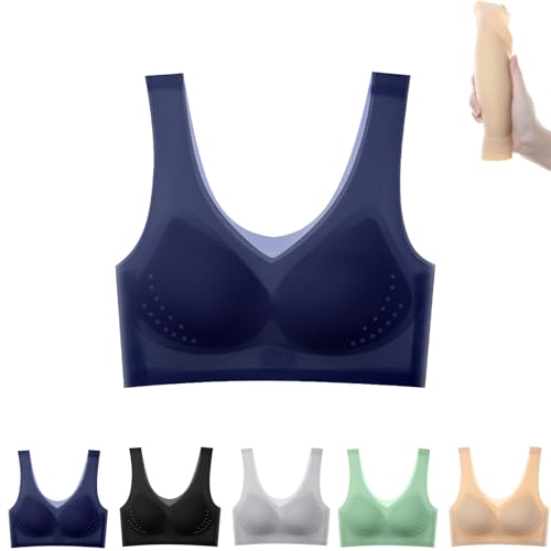 2PC Strawmeans Bras, Strawmeans Ultra-Thin Ice Silk Lifting Bra, Lightweight Seamless Wireless Support Bra