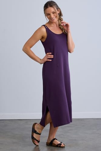 Image of Fair Indigo Women's 100% Organic Pima Cotton Midi Tank Dress