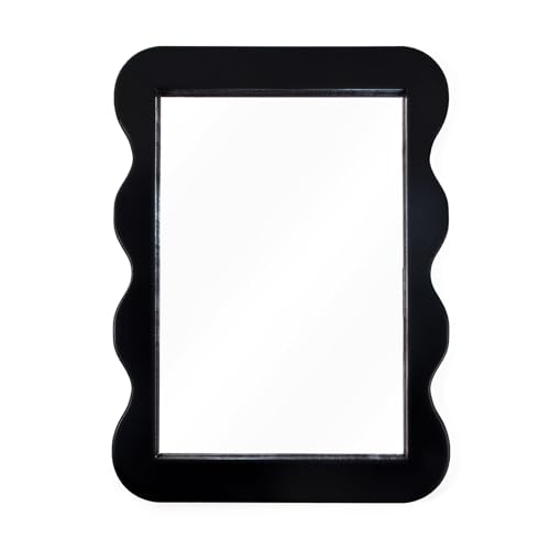 CFDYMTJ 16 x 12 Inch Black Wall Mirror Decorative Wave