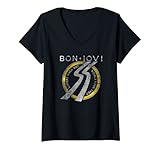 Womens Bon Jovi Slippery When Wet World Tour V-Neck T-Shirt