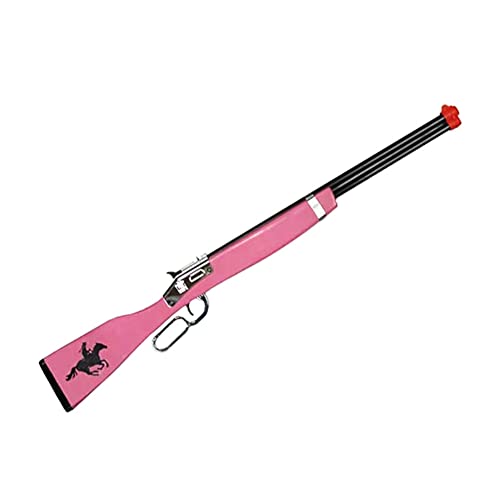 PARRIS CLASSIC QUALITY TOYS EST. 1936 Cowgirl Saddle Rifle Silver Plated Lever Action Pink Wood Stock Die-Cast Mechanism Fun Play Action Toy