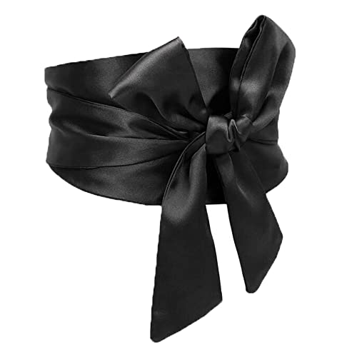 Wallerg Satin Wedding Party Bow Sash-Black Color (Yc-Bride Belt-32) #TOP1