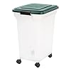 Remington WeatherPro Airtight Dog Food Storage Container, Up to 42 lbs, Attachable Wheels, For Dog Cat Bird and Other Pet Food Storage Bin, Keep Fresh, Translucent Body, Green