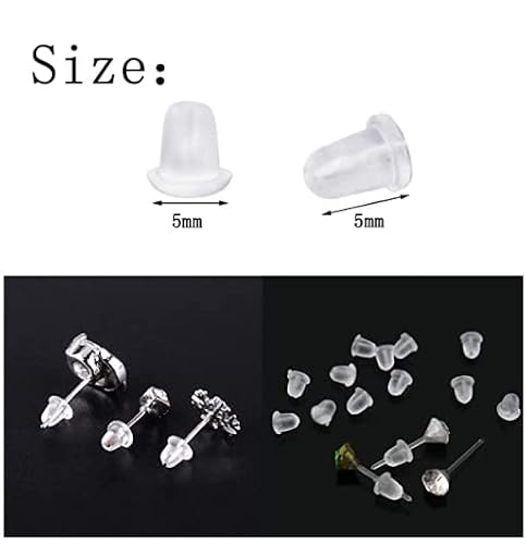 DAQIEPIN Lot de 500 Fermoirs de Boucles d'Oreilles Silicone Boucle d'Oreille Dos de Sécurité Transparents pour Remplacement Bricolage – vue 2
