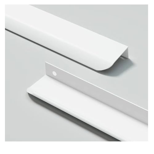 GSHUR Tiradores ocultos para muebles, 4 unidades, de aluminio, para muebles, de cocina, color blanco, 8 cm (borde redondeado)