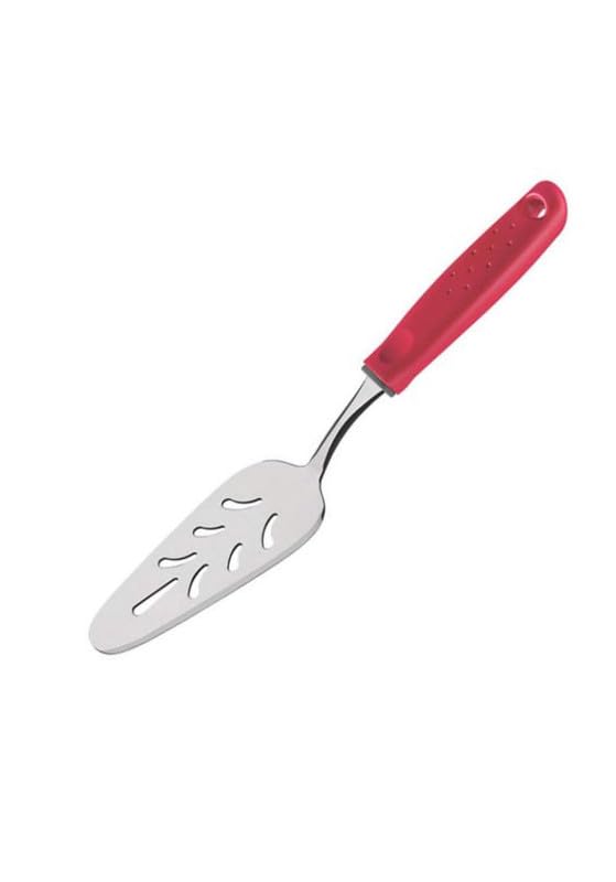 Image of Tramontina Utilita Stainless-Steel Cake Spatula - Red Polypropylene Handle - Ideal for Spreading Frosting, Lifting Cake Slices, Serving Desserts & More