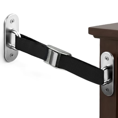 [2 Sets] Furniture Anchors for Baby Proofing, 1000lbs Heavy Duty Anti Tip Straps, 304 Stainless Steel Metal Wall Anchor Kit for Dresser, Bookshelf, Mirror, Earthquake Safety & Pet Proofing