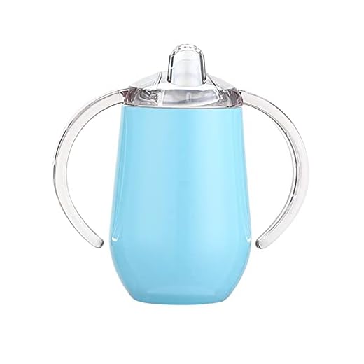 Fonduo bebis lärande mugg, rostfritt stål barns halm mugg, isolerad mugg med pipmugg, mjölkflaska drink mugg för barn (himmelsblå)