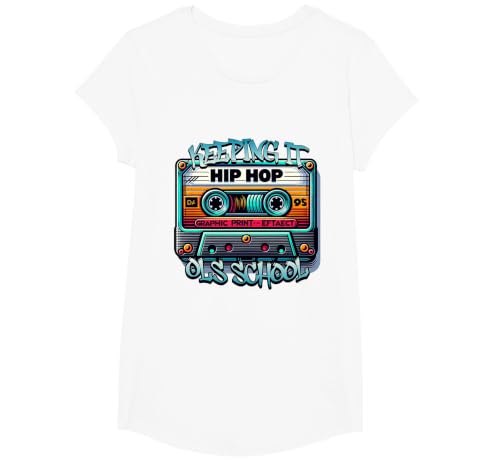 Keeping It Old School - Old School Hip Hop T-Shirt, Girls, White, Large