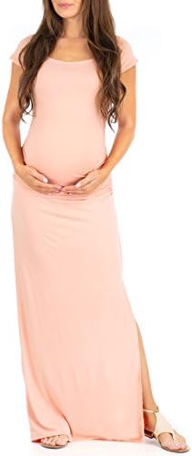 Mother Bee MaternityShort Sleeve Ruched Side Bodycon Dress with Side Slit