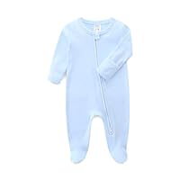 KIDDLETOWN Baby Schlafanzug, Neugeborene Strampler Doppelreißverschluss, Baby Schlafstrampler Langarm, Babyschlafanzug Baumwolle