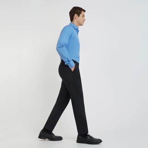 Image of Park Avenue Men Straight Neo Fit Poly Viscose Blend Structure Pattern Flat Front Formal Trouser