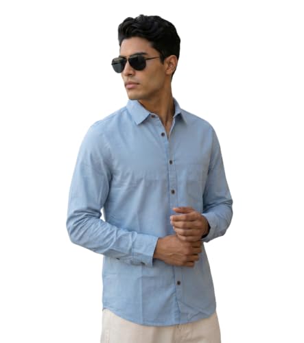 Image of Amazon Brand - INKAST Men Solid Cotton Shirt | Casual Wear | Basic Essential Plain Everyday & Office Wear | Full Sleeve | Regular Fit