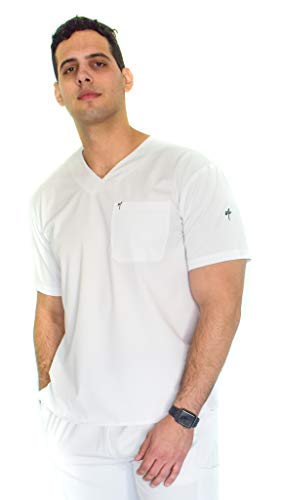 Mim Jogger Scrub Top for Men, Navy Blue, Black, Ceil Blue, Green (White, Small)