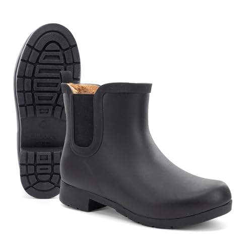Chooka Damen Wasserdichter Chelsea-Stiefel aus Plüsch Gummistiefel, Delridge Black, 39 EU