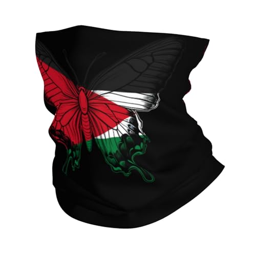 Jordanese Flag Butterfly Neck Gaiter Balaclava Face Mask for Men Women Patriotic Design Seamless Bandana Cover Scarf Headwear Headband Head Wrap White2