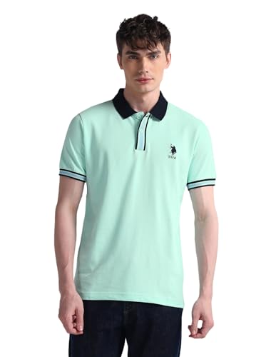 Image of U.S. Polo ASSN. Solid Slim Fit Polo T Shirts for Men - 100% Cotton, Half Sleeve Mens Tshirt