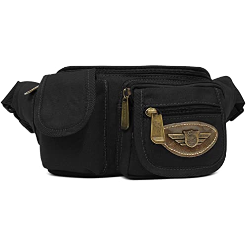 Bolsa Pochete Feminina Masculina Tatica De Cintura Lona (Preto)