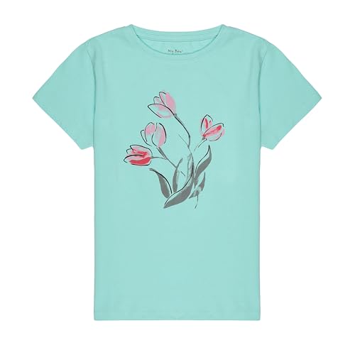 My Bow Girls Cotton Short Sleeve T-Shirt, Green, Orange red, Turquoise (US, Age, 4 Years, 14 Years, Cotton)