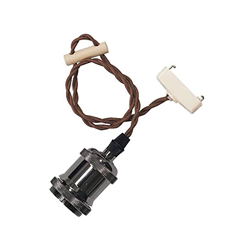 億兆堂 K-242-H1-YG ペンダントライト E26口金 1灯エジソン電球 シンプル 工業風 インテリア照明 電球ソケット 照明器具 天井照明 吊り下げ灯 コード長さ調整可能 50cm調節可能 電球別売り 【パールブラック 引掛けシーリング式】