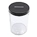 Mczxon Clear Glass Piggy Bank with Black Slotted Lid, Well Sized Coin Bank, Two Placement Methods Money Tip Coin Jar for Adults Teens Kids Girls Boys, M