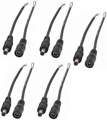 KeepItSecret DC Power Female and Male Digital Cable, 12V 5A Male & Female Connectors for CCTV Security Camera and Lighting Power Adapter(2.1mm x 5.5mm, Ultra Thick) - Pair of 5 (B0CC2NVC93) Amazon Price History, Amazon Price Tracker