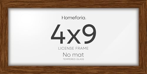 Image of Homeforia 4x9 Business License Frame Brown, High End Dark Oak 4 x 9 Certificate Frame, 9x4 Wood Document Frames for Wall or Tabletop, 4by9 inch Walnut Wooden Frames, Tempered Glass, Wall Kit, Set of 3