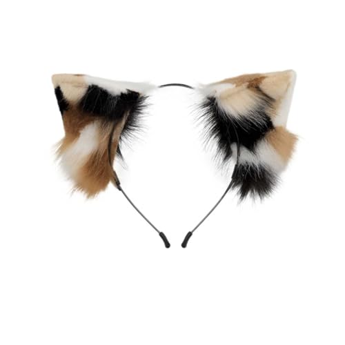 Njfhjk Cat Ears Headband Wolf Ears Dog Ears Fox Ears Cat Noir Costume Halloween Headbands for Women Cosplay Costume(Calico cat Ears)