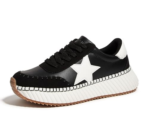LUCKY STEP Women's Star Platform Sneakers Fashion Chunky Retro Trendy Casual Tennis Running Trainning Walking Shoes