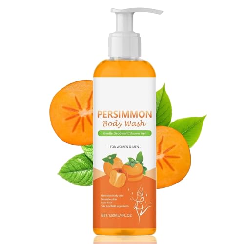 Persimmon Body Wash 120ml, Persimmon Shower Gel for Body Odor Control, Natural Deodorant Wash, Deeply Cleansing & Moisturizing, Improve Dryness, for Women & Men (1pcs)