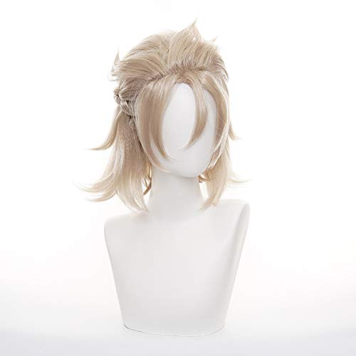 OSIAS Color Layered Albedo Genshin Impact Cosplay Wig for Man and Boys, Albedo Wig, 24 cm - Image 3