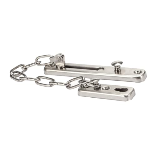 Holibanna Cadena de Seguridad para Puerta de Acero Inoxidable Cerradura con Pestillo Reforzado Diseño Recto Protección Antirrobo para Hogar y Hotel Color Plateado