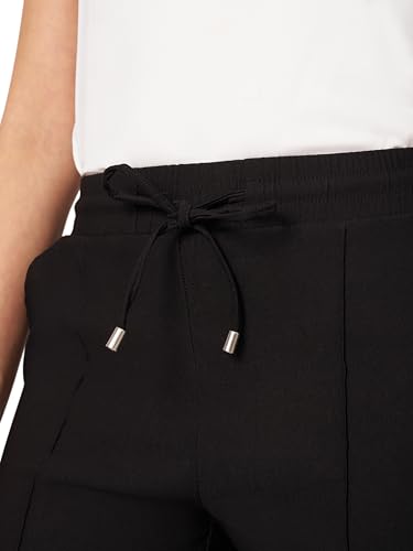 Cable & Gauge Women's Smock Waist Pants, Knit Fabric, Adjustable Drawstring, Ankle-Length, Casual Wear, Jetblack4