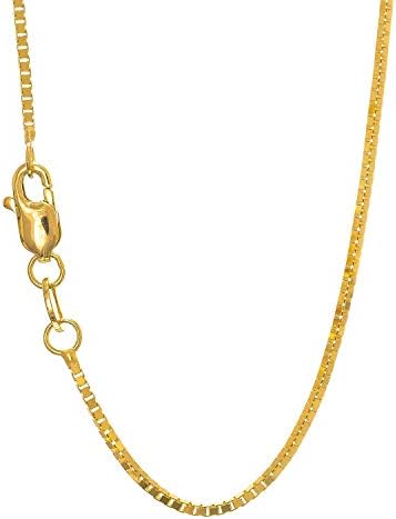 JewelStop 10k Solid Yellow Gold 1 mm Box Chain Necklace, Lobster Claw Clasp - 20 Inches, 3gr.