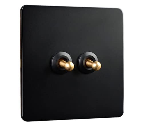 86 Tipo 1-4 Grupo Interruptor de 2 vías Nordic Minimalist Black Rocker Room Palanca Interruptor de luz de pared Interruptor basculante de latón antiguo Panel de acero inoxidable Aplique de pared de me Cover