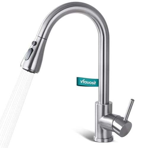VFAUOSIT Kitchen Faucet Seats with Pull Down Sprayer, Brushed Nickel 14.4-inch Height, 360 Rotation...