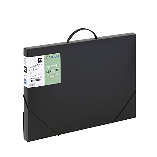 CHEMISE 3 RABATS PORTE DOCUMENTS AVEC POIGNEE FORMAT A3 NOIR EN POLYPROPYLENE 8/10 Cover