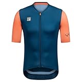 [サンティック] サイクルジャージ 半袖 サイクルウェア サイクリング 自転車 ロードバイク 夏 （ブルー S）