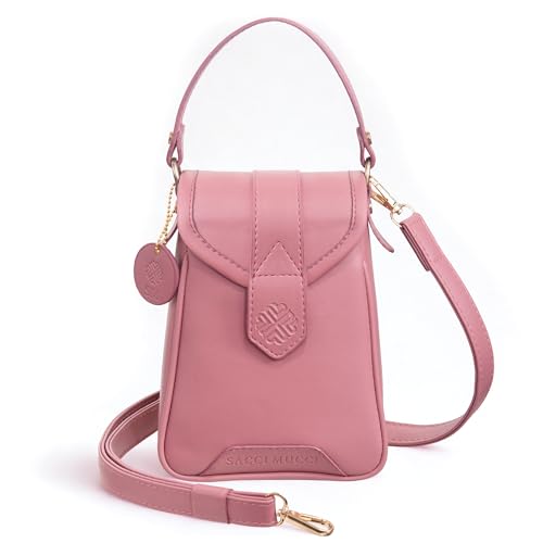 Image of SACCI MUCCI Women's Small Handbag /Cross-Body Phone Bag - Stylish PU Leather Mobile Purse with Adjustable Strap