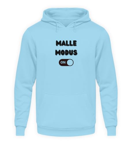 Sweat à capuche unisexe bleu ciel XXL Malle Modus ON pour des soirées inoubliables à Mallorca