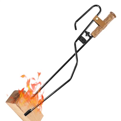 Agarrador de troncos de fuego, pinzas duraderas para chimenea, gancho para fuego, de fogata y soplador para hogueras, hogueras y estufas de leña, herramienta resistente para mover troncos