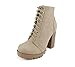 Soda Chalet – Fashion Lace up Military Inspired Ankle Boot with Stacked Heel and Side Zipper (Taupe Nubuck, 7.5)