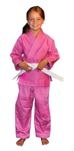 Kid’s Gi, Cotton-Blend Jiu-Jitsu Uniform for Kids, All-Around BJJ Gi, Pink, Size WC0 (C2)