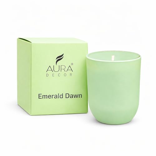 Image of AuraDecor Luxury Scented Candles, Rose Amour, Emerald Dawn, Celeste Tide, 35-40 Hours Burn Time, Luxury Soy Blend, Aromatherapy Home Fragrance Collection (Emerald Dawn)