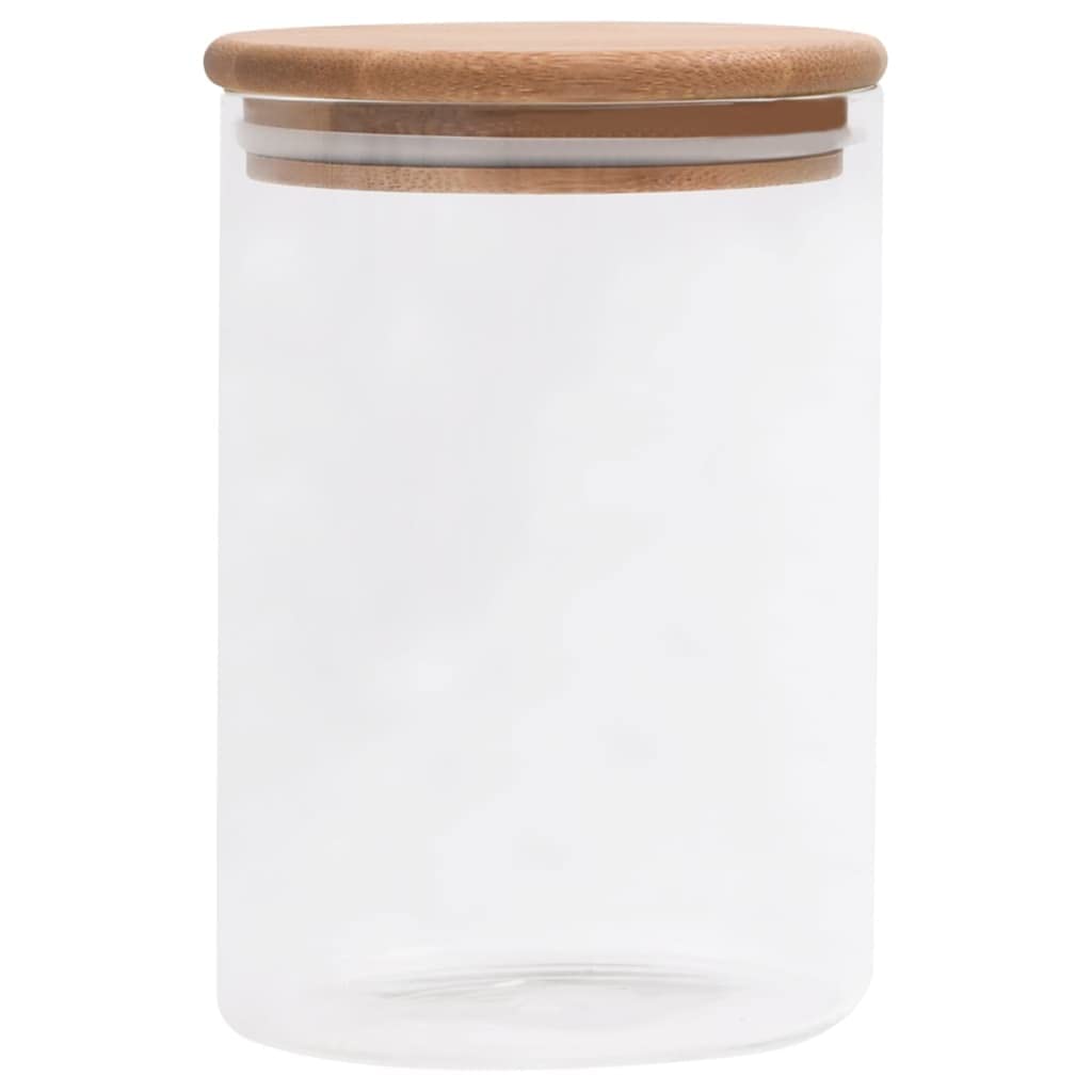 Juego de 4 tarros de almacenamiento de 800 ml con tapa de bambú, recipientes de cristal para almacenamiento, herméticos, para cocina, almacenamiento de alimentos