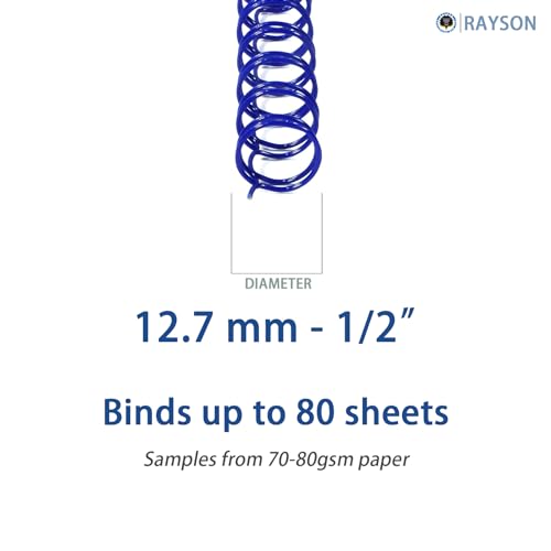RAYSON Wire Binding Spines, 23 Loops, 90 Sheets, 2:1 Pitch, 12.7mm, A4, Multicoloured, Pack of 100, 12.7 mm for 90 sheets - Image 2
