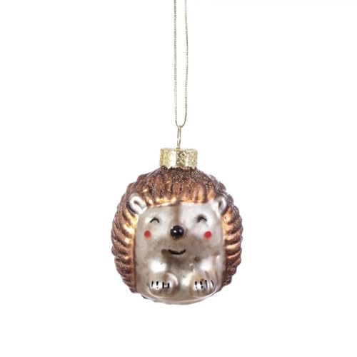 Image of Mini Hedgehog Bauble, Autumn Decoration, Novelty Glass Animal Christmas Tree Bauble, Christmas Decoration, Hanging Autumn Hedgehog Woodland Ornament